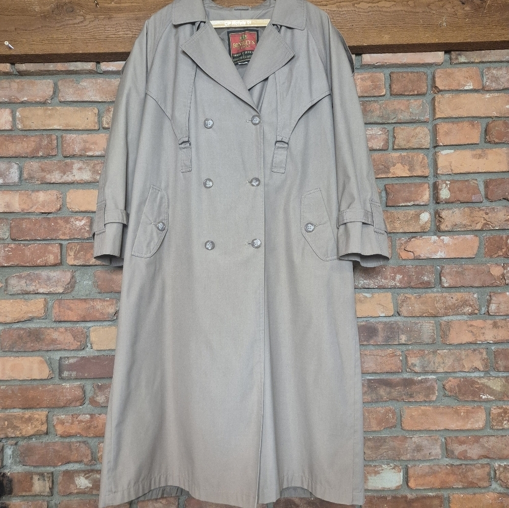 Bentley’s of London Taupe Trench Coat | Classic Double-Breasted Belted | Timeles - Picture 3 of 16